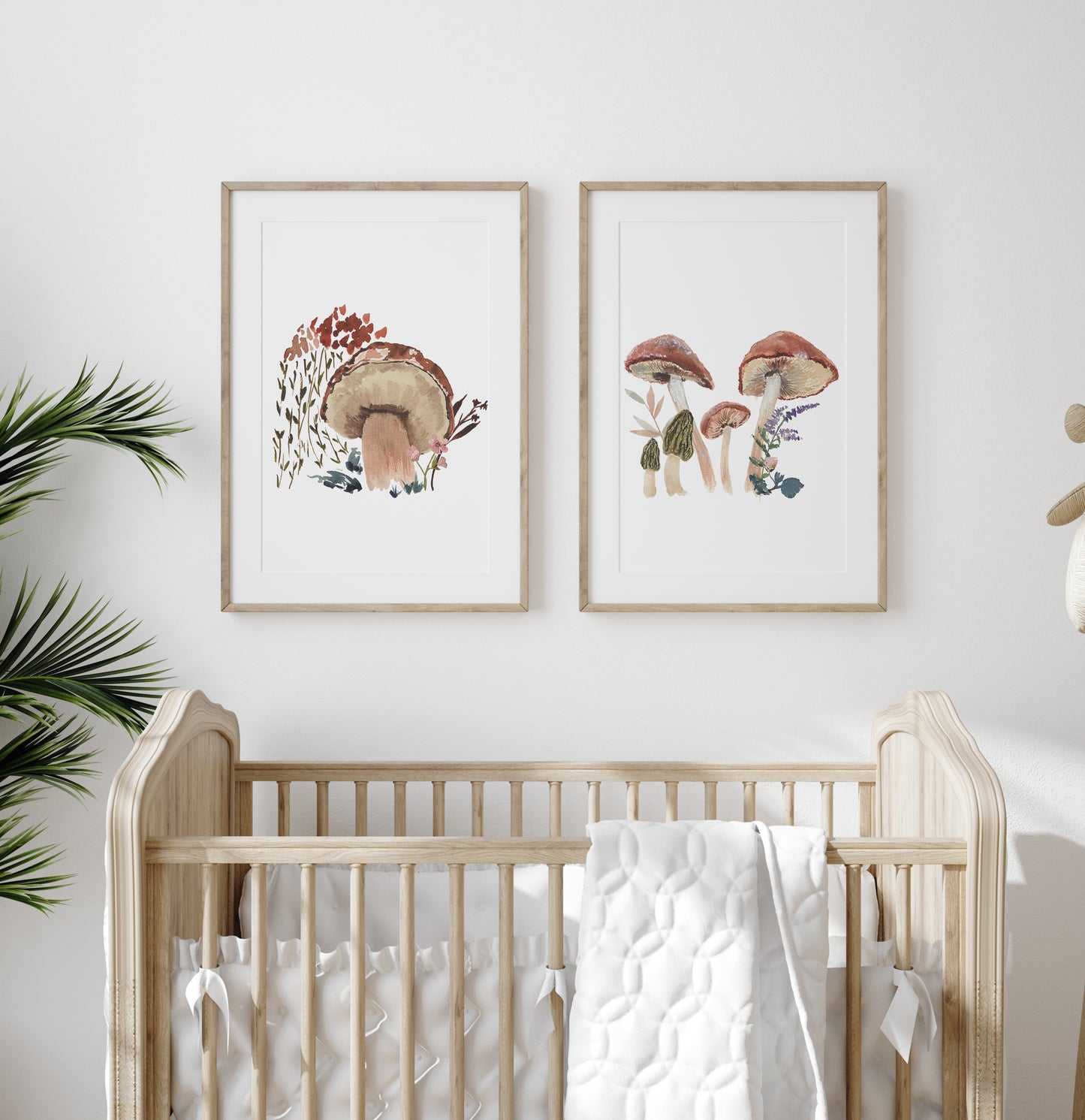 Mushroom Floral Nursery Art Print | Set of 2