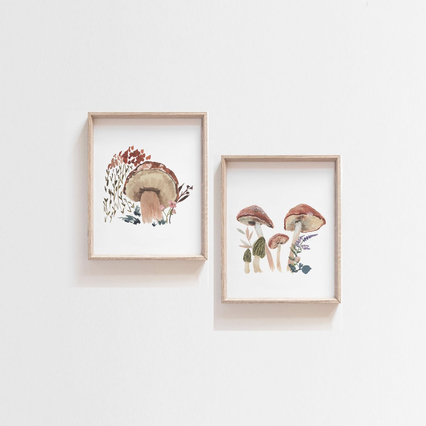 Mushroom Floral Nursery Art Print | Set of 2